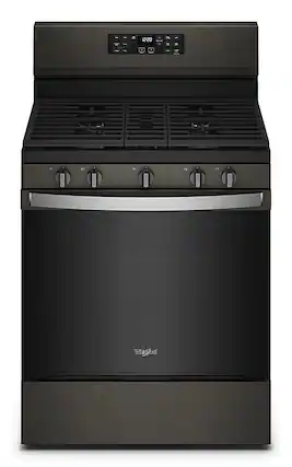 Front. Whirlpool - 5.0 Cu. Ft. Gas Burner Range with Air Fry for Frozen Foods - Black stainless steel.