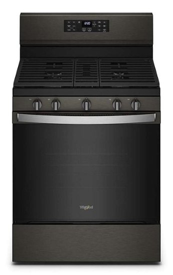 Whirlpool - 5.0 Cu. Ft. Gas Burner Range with Air Fry for Frozen Foods - Black Stainless Steel