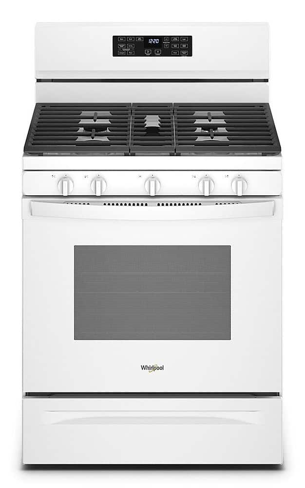 Front. Whirlpool - 5.0 Cu. Ft. Gas Burner Range with Air Fry for Frozen Foods - White.