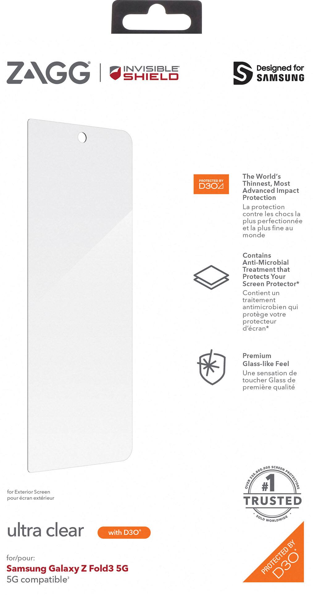 Alt View 13. ZAGG - InvisibleShield Ultra Clear+ with D3O Advanced Scratch & Shatter Screen Protector for Samsung Galaxy Z Fold3 5G - Clear.