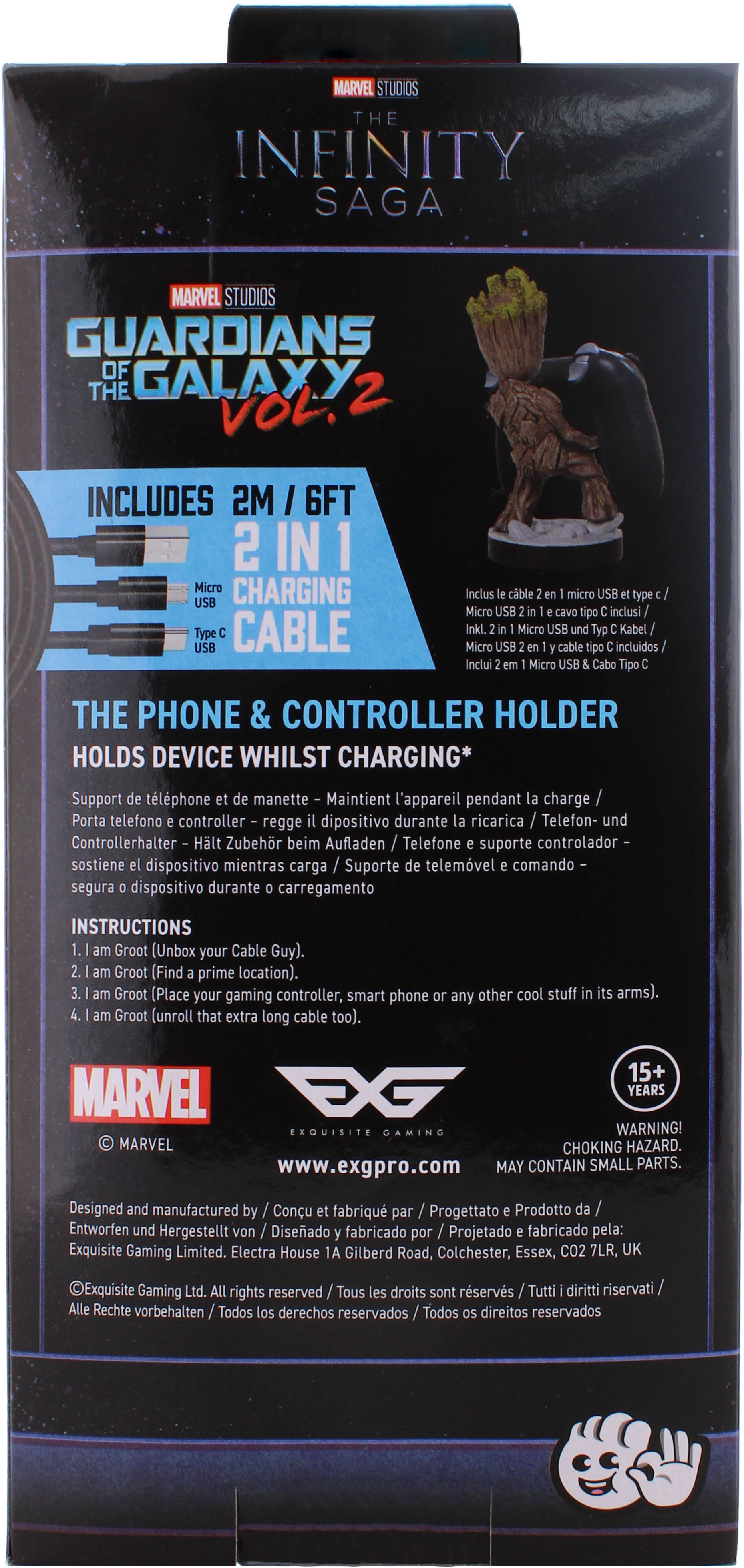  Exquisite Gaming: Guardians of The Galaxy: Toddler Groot -  Original Mobile Phone & Gaming Controller Holder, Device Stand, Cable Guys,  Marvel Licensed Figure : Video Games