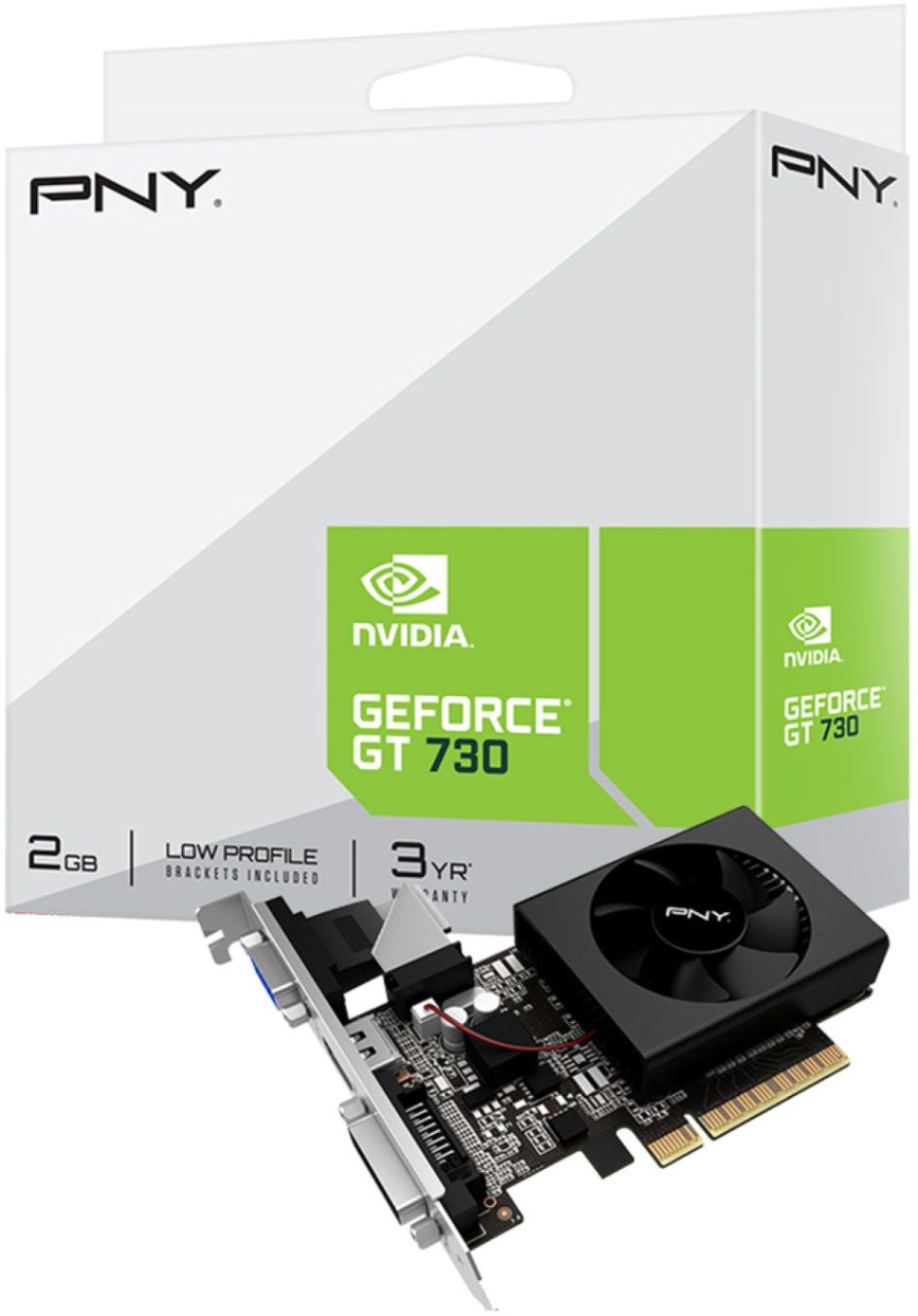  PNY - NVIDIA GeForce GT 730 2GB DDR3 Single Fan Graphics Card - Black