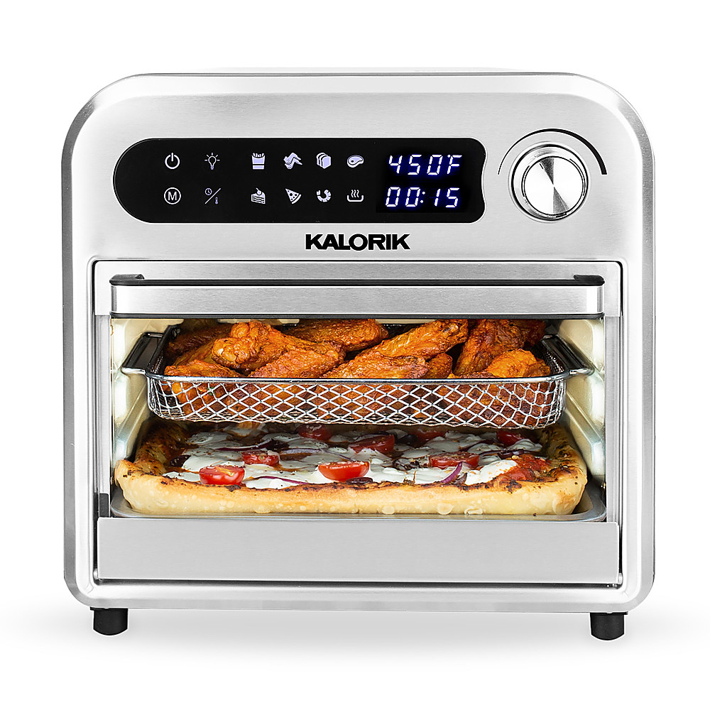 Angle View: Kalorik - 12.6 Quart Digital Air Fryer Oven - Black/Stainless Steel