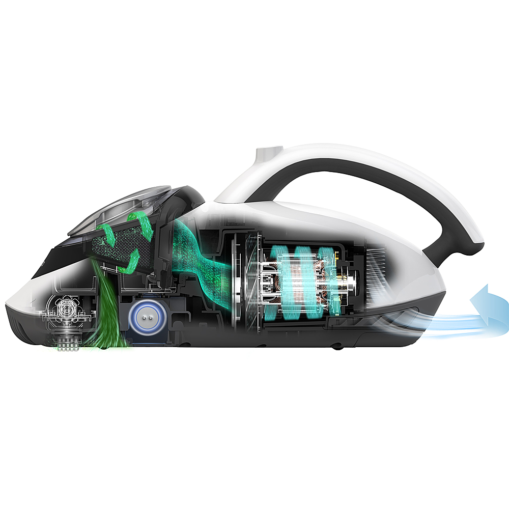 Left View: RAYCOP - LITE-100A Hand Vac with RayClean UV Plus Technology - White