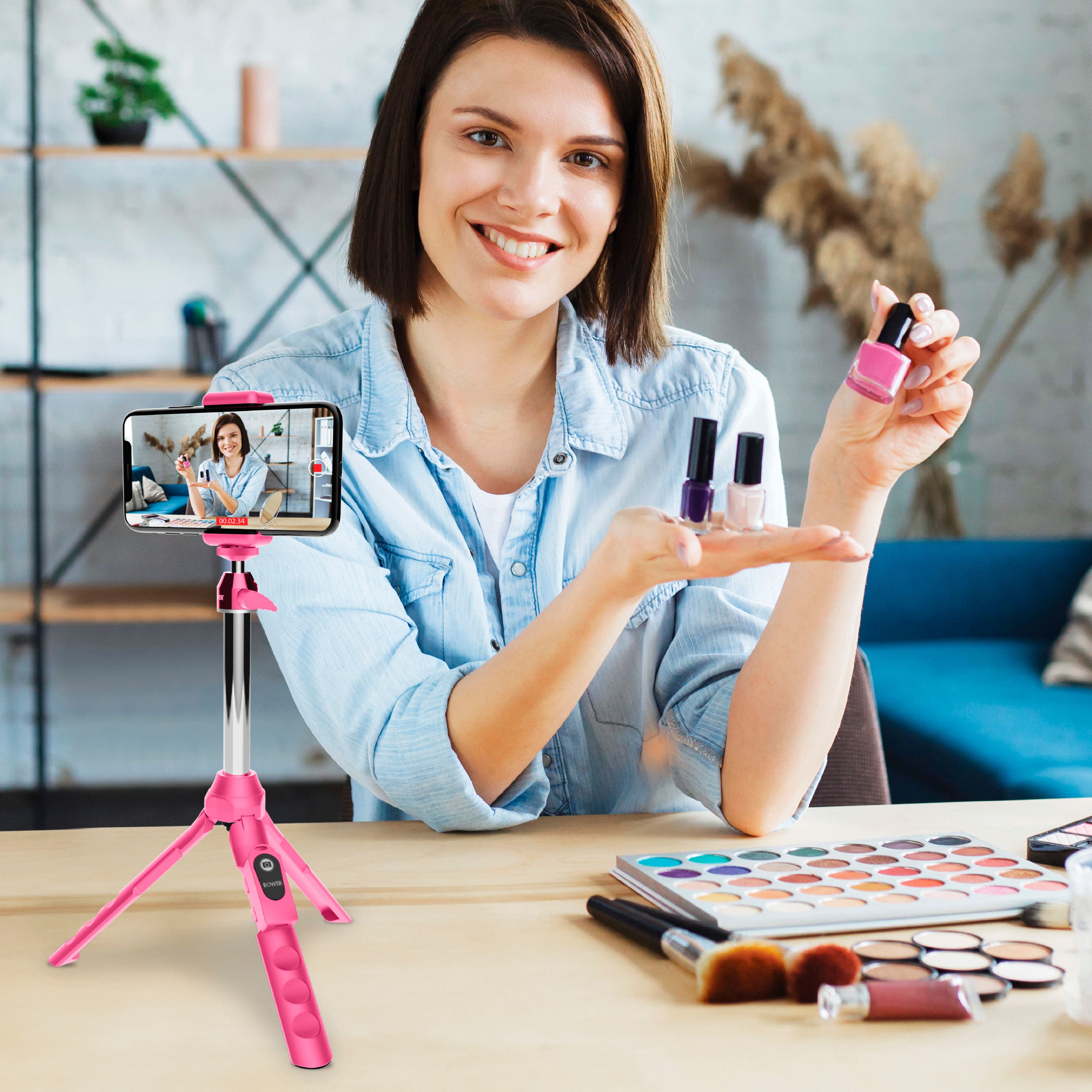 Alt View 17. Bower - 6-in-1 Professional 36" Tripod - Pink.