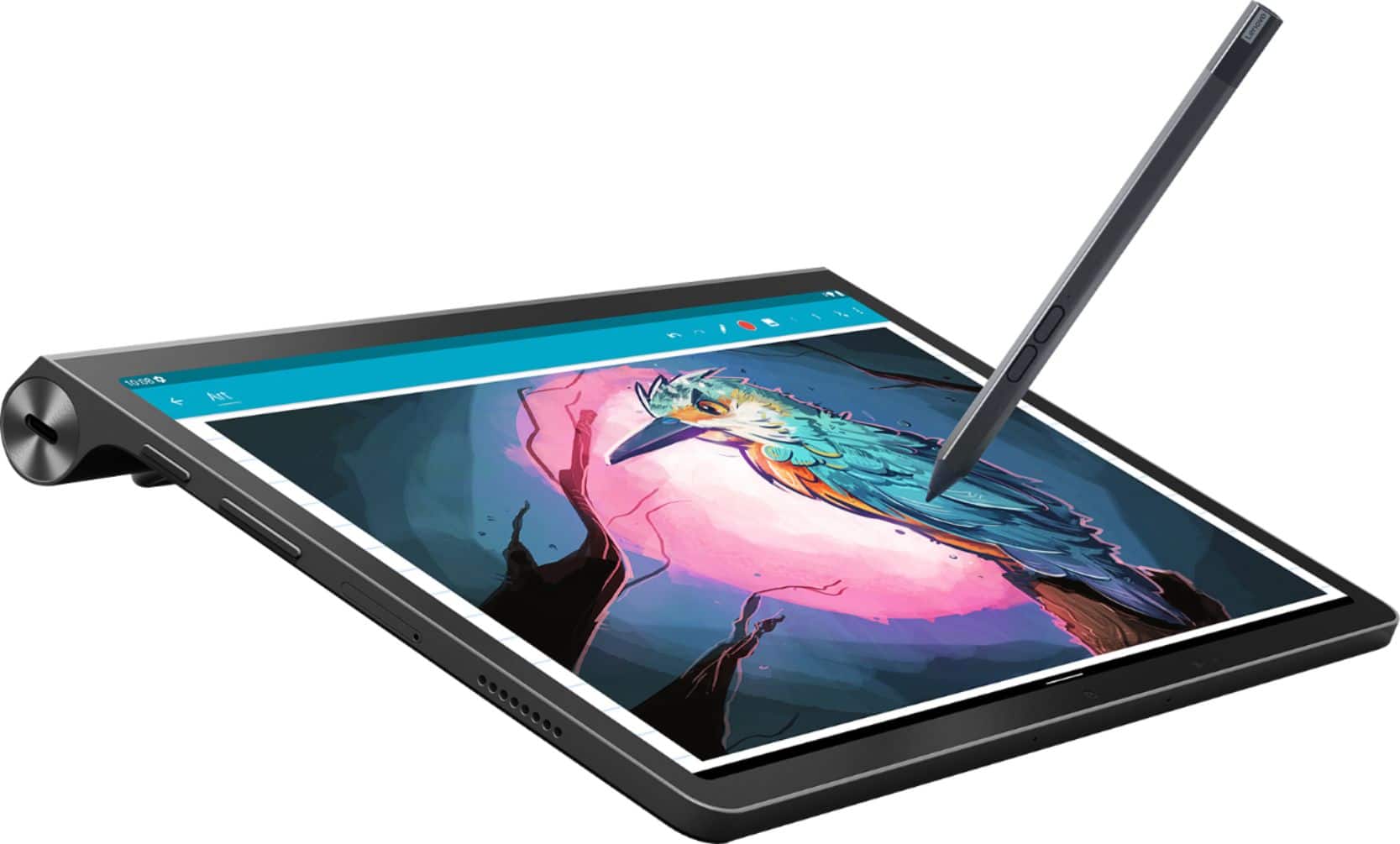 Angle. Lenovo - Yoga Tab 11 with Lenovo Precision Pen 2 - 11" - Tablet - 128GB - Storm Gray.