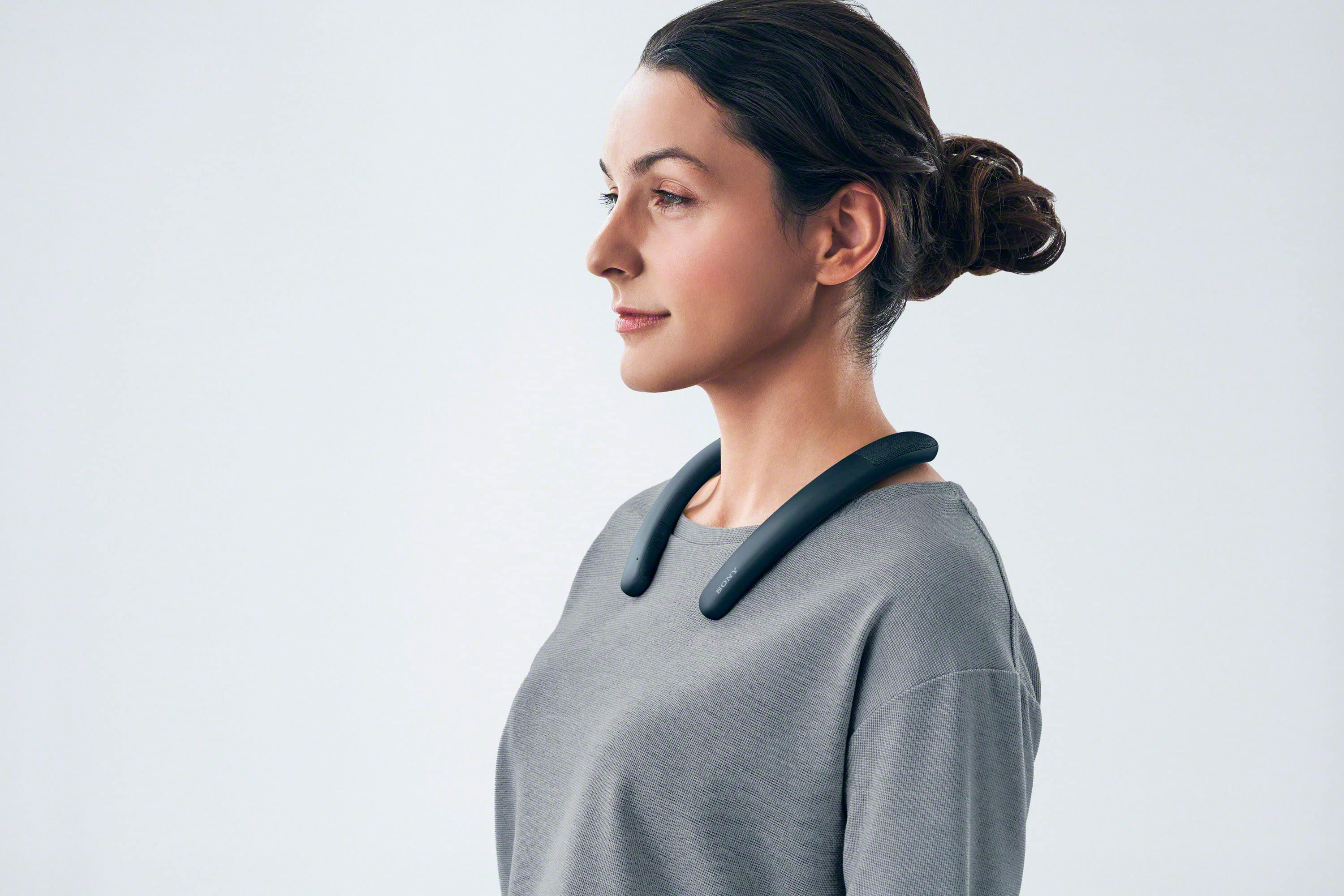 Alt View 18. Sony - Bluetooth Wireless Neckband Speaker - Charcoal Gray.