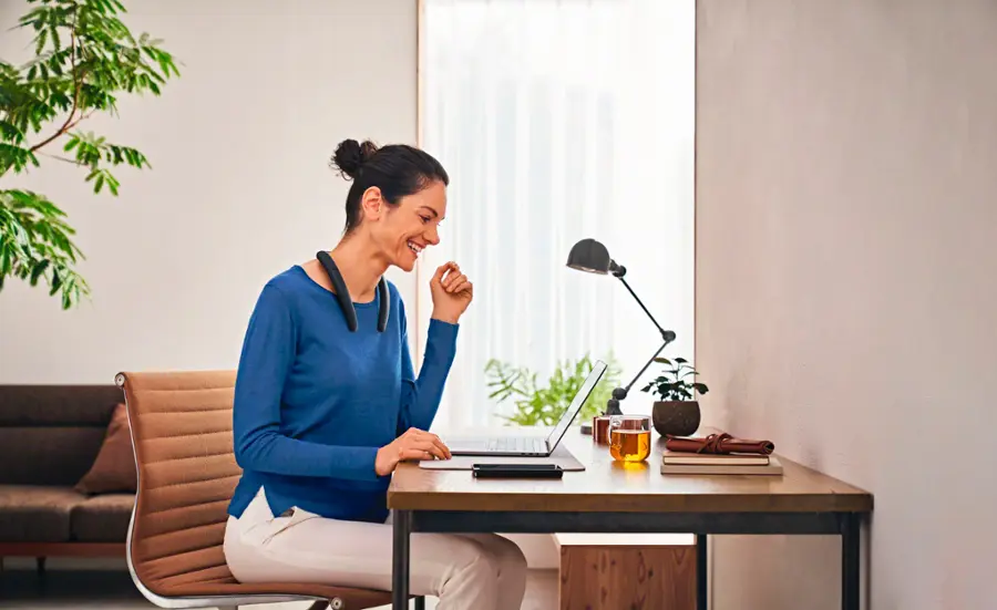 Alt View 21. Sony - Bluetooth Wireless Neckband Speaker - Charcoal Gray.