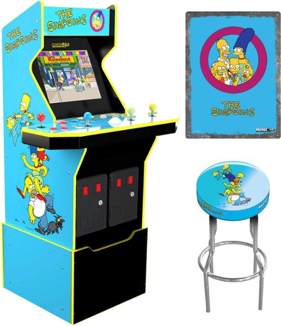 Arcade1Up – The Simpsons 30th Edition Arcade with matching stool and Tin