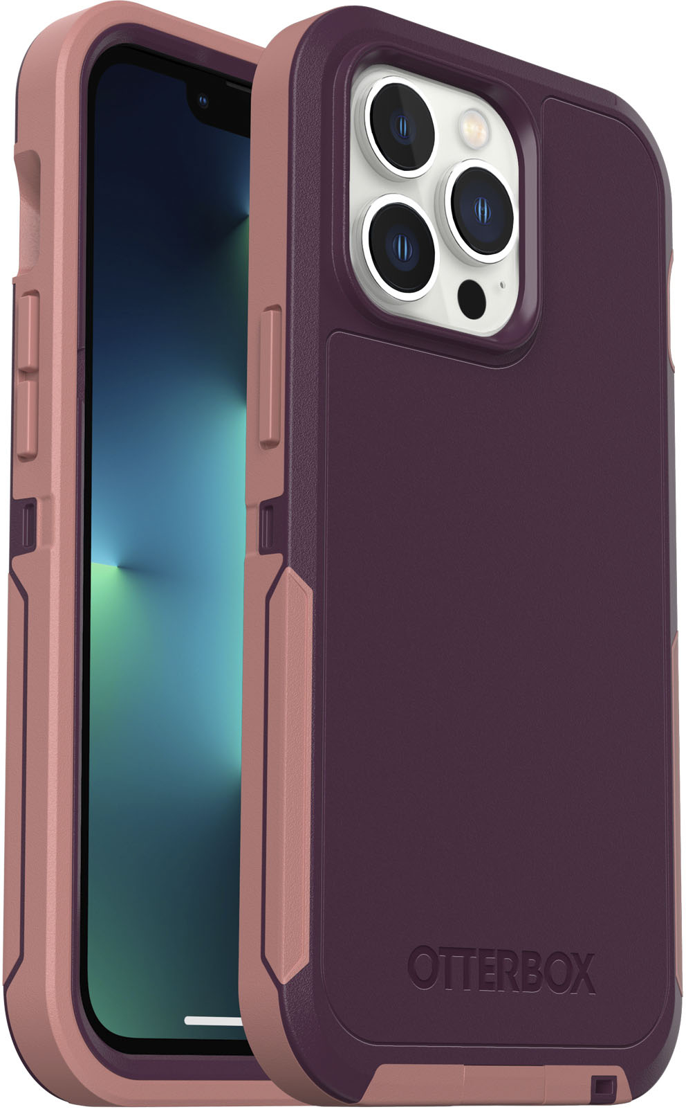 Angle View: OtterBox - Defender Series Pro XT for Apple® iPhone® 13 Pro - Purple Perceptions