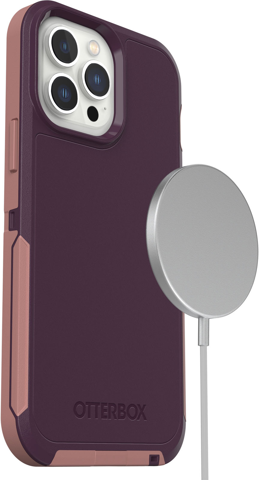 Left View: OtterBox - Defender Series Pro XT for Apple® iPhone® 13 Pro Max and iPhone® 12 Pro Max - Purple Perception