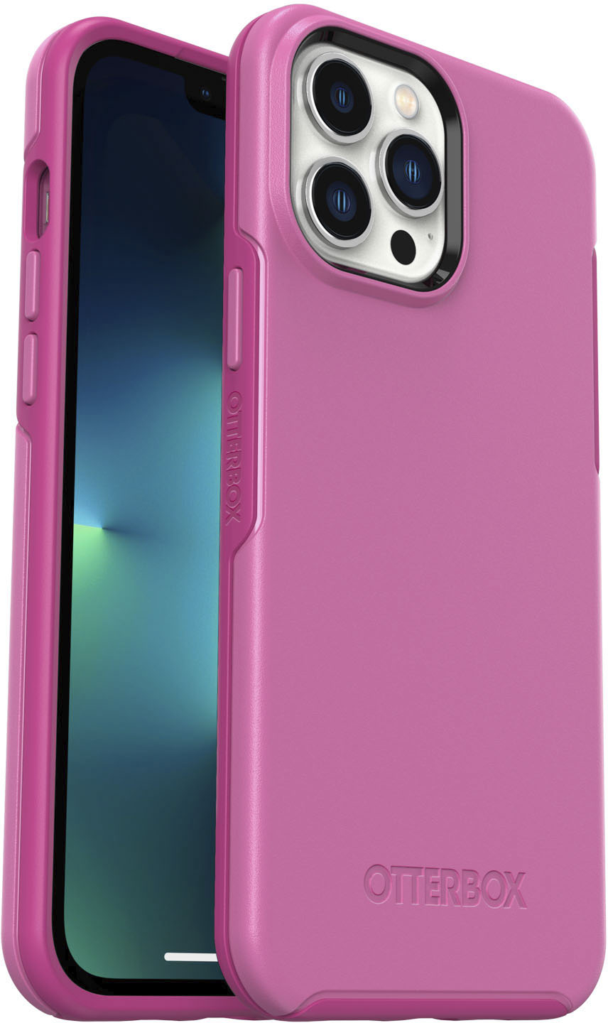 Angle View: OtterBox - Symmetry Series+ for MagSafe Hard Shell for Apple iPhone 13 Pro Max and iPhone 12 Pro Max - Strawberry Pink