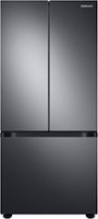 Samsung - 22 cu. ft. Smart 3-Door French Door Refrigerator - Black stainless steel - Front_Zoom