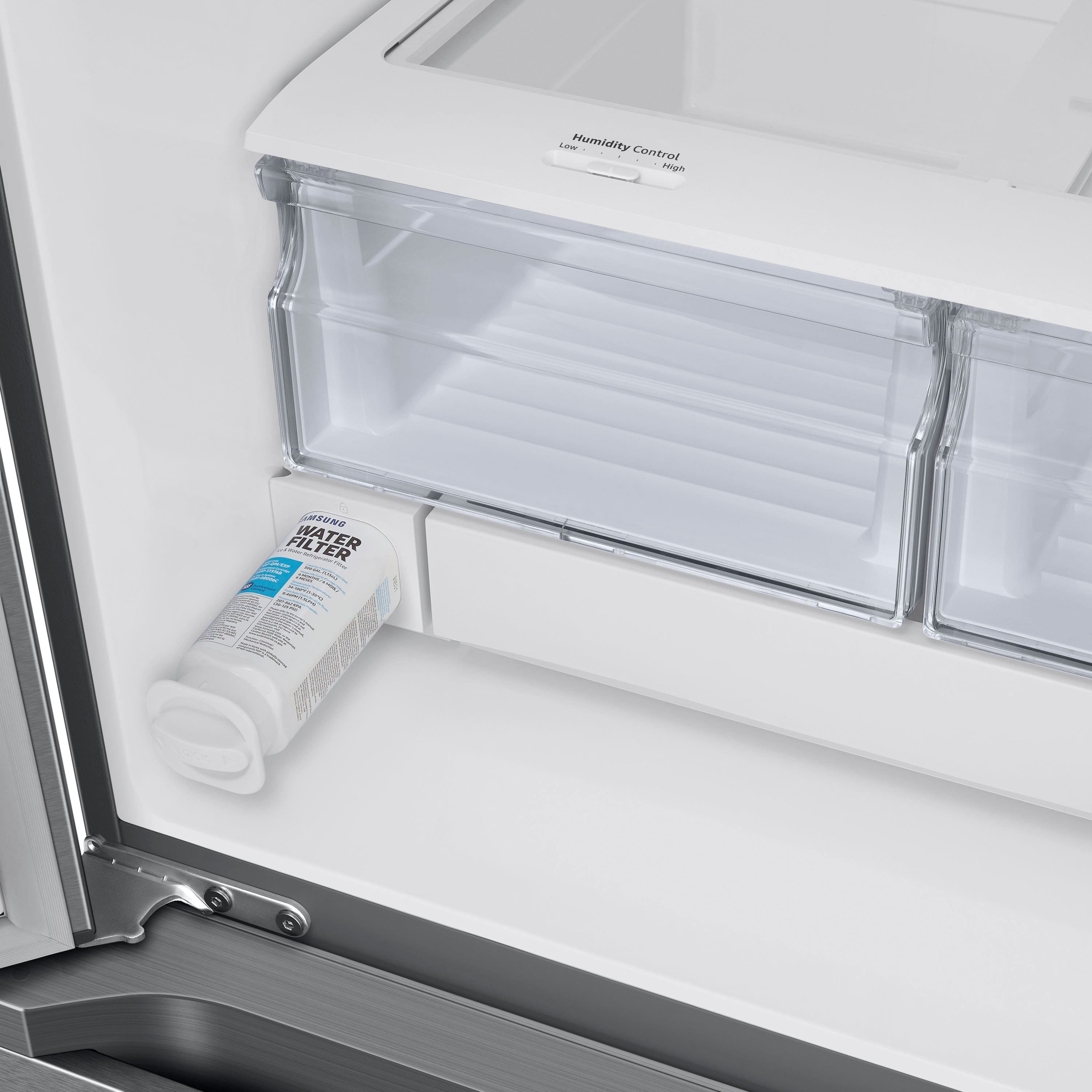 Alt View 20. Samsung - 22 cu. ft. 3-Door French Door Smart Refrigerator with External Water Dispenser - Stainless Steel.