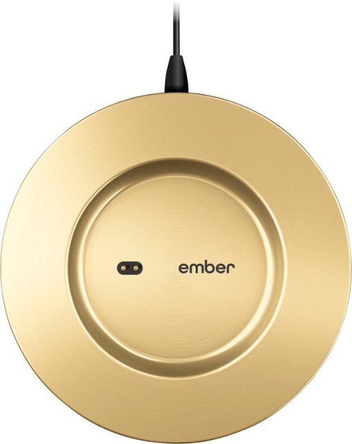 Front Zoom. Ember - Mug² Charging Coaster - Gold.