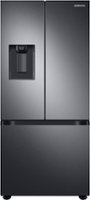Samsung - 22 cu. ft. Smart 3-Door French Door Refrigerator with External Water Dispenser - Black stainless steel - Front_Zoom