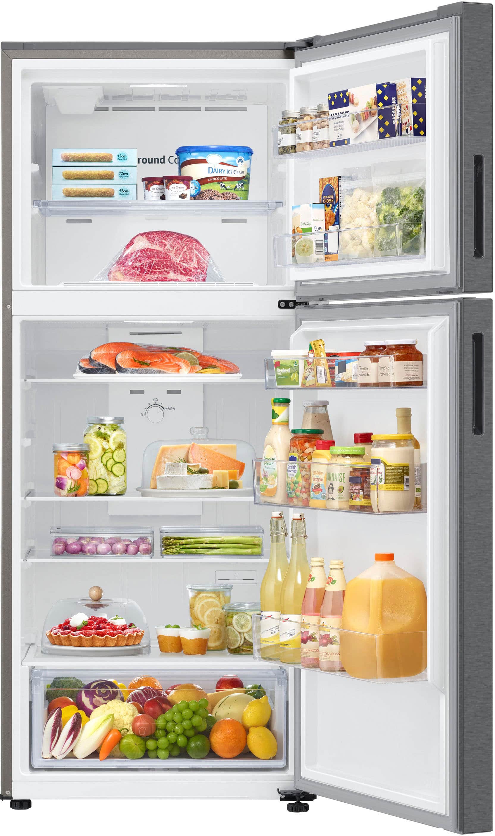 Alt View 15. Samsung - 15.6 cu. ft. Top Freezer Refrigerator with All-Around Cooling - Stainless Steel.