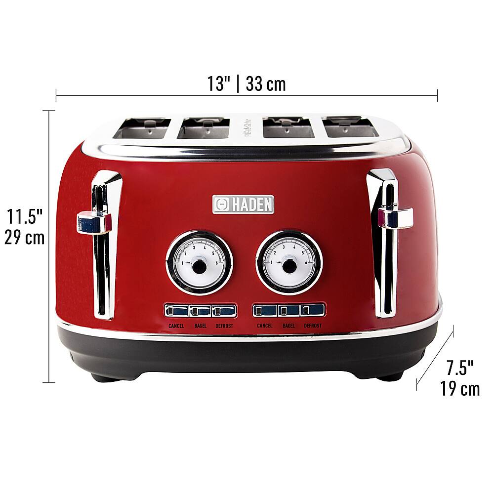 Alt View 14. Haden - Dorset 4-Slice Wide Slot Toaster - Rectory Red.