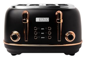 Haden - Heritage  4-Slice Toaster with Browning Control, Cancel, Bagel and Defrost Settings - Black and Copper - Angle_Zoom
