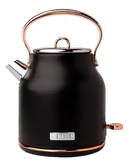 Haden - Heritage 1.7 Liter Electric Kettle Stainless Steel with Auto Shut -Off - Black/Copper