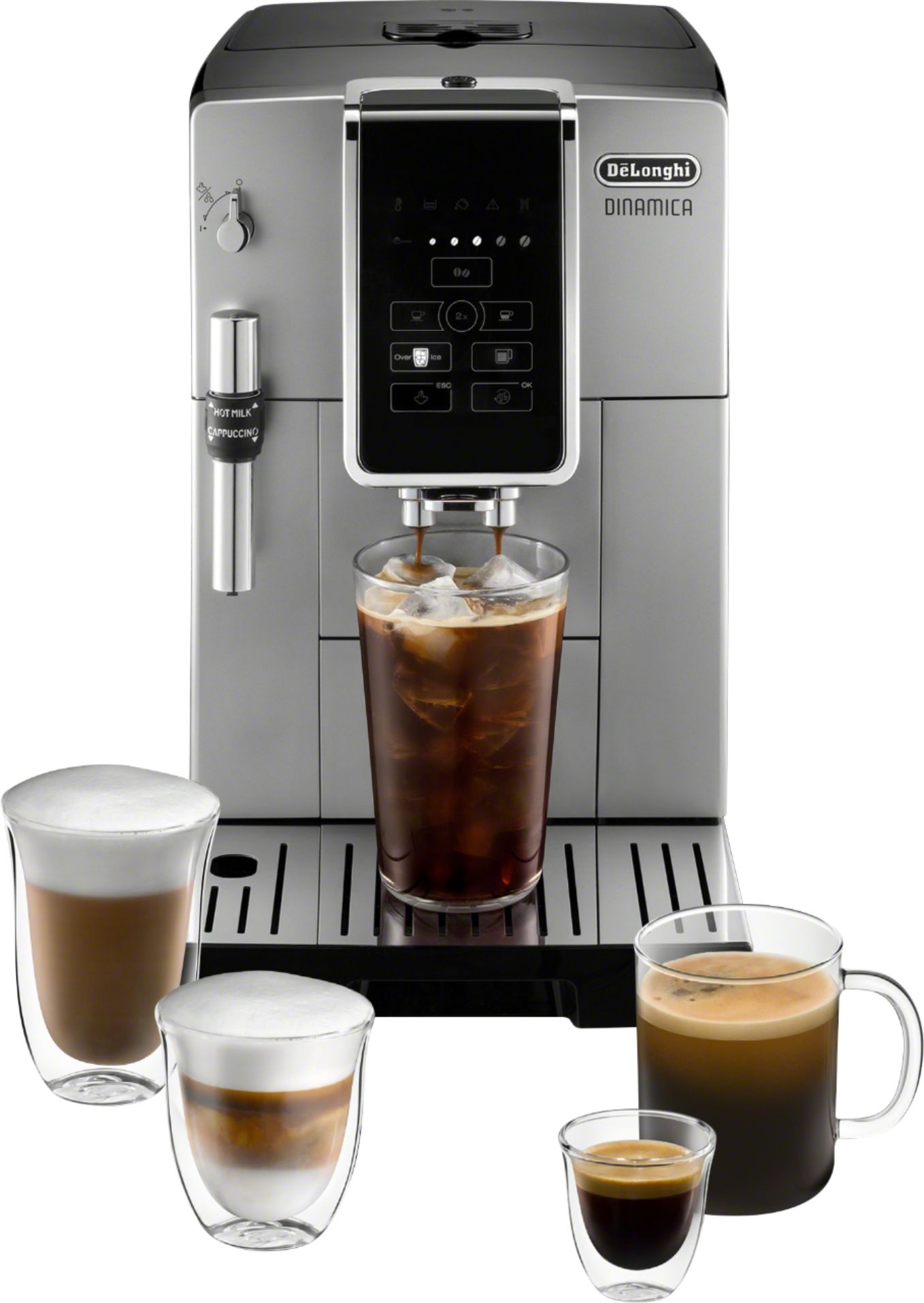 Wizard Behoren auteur De'Longhi De'Longhi Dinamica Fully Automatic Coffee and Espresso Machine,  with Premium Adjustable Frother Chrome and Black ECAM35025SB - Best Buy