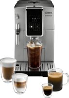 De'Longhi - Dinamica TrueBrew Over Ice Fully Automatic Coffee and Espresso Machine, with Premium Adjustable Frother - Chrome and Black - Front_Zoom