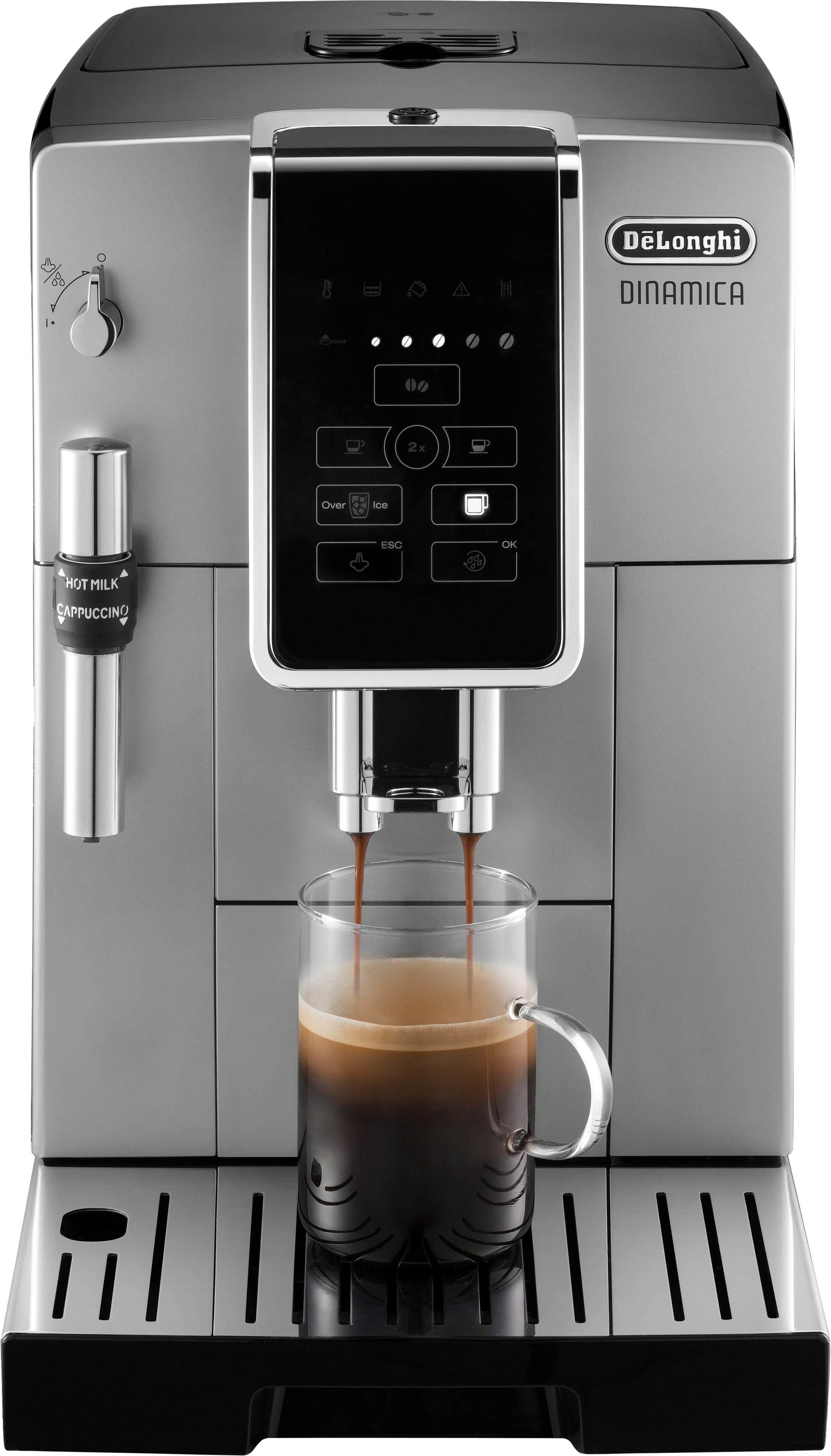De'Longhi Black Dinamica Espresso Machine with Iced Coffee and