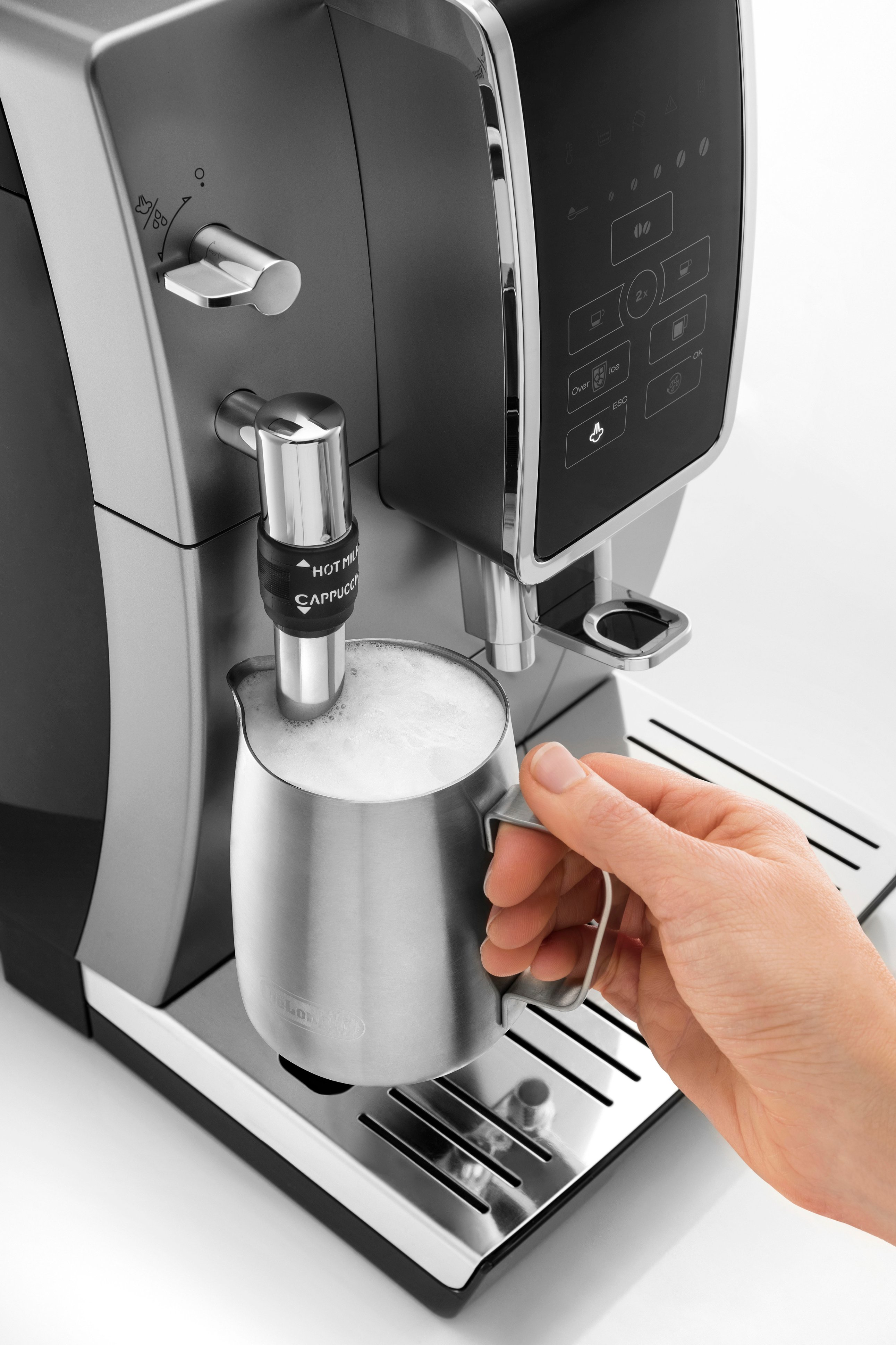 De'Longhi Dinamica - Máquina de café expreso, color blanco, preparación  automática de grano a taza, molinillo de rebabas de acero integrado y