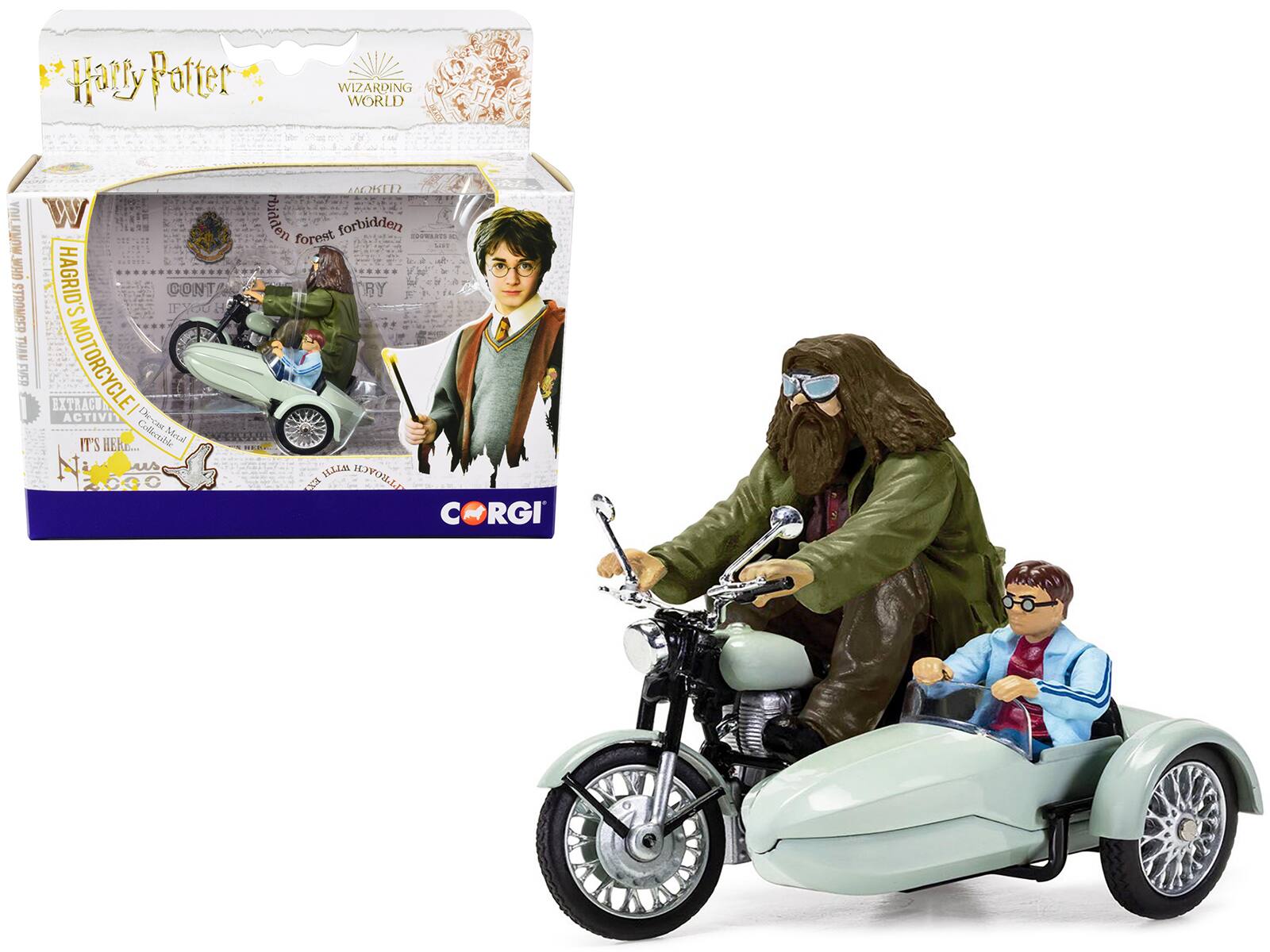 Harry Potter  
WIZARDING WORLD  

HAGRID'S MOTORCYCLE  
EXTRACTION ACTIVITY  

IT'S HERE!  
Collectible Miniature  

Forbidden Forest  
Forbidden Forest  

CORGi  

WILLIAM HOVILE  
C RGI