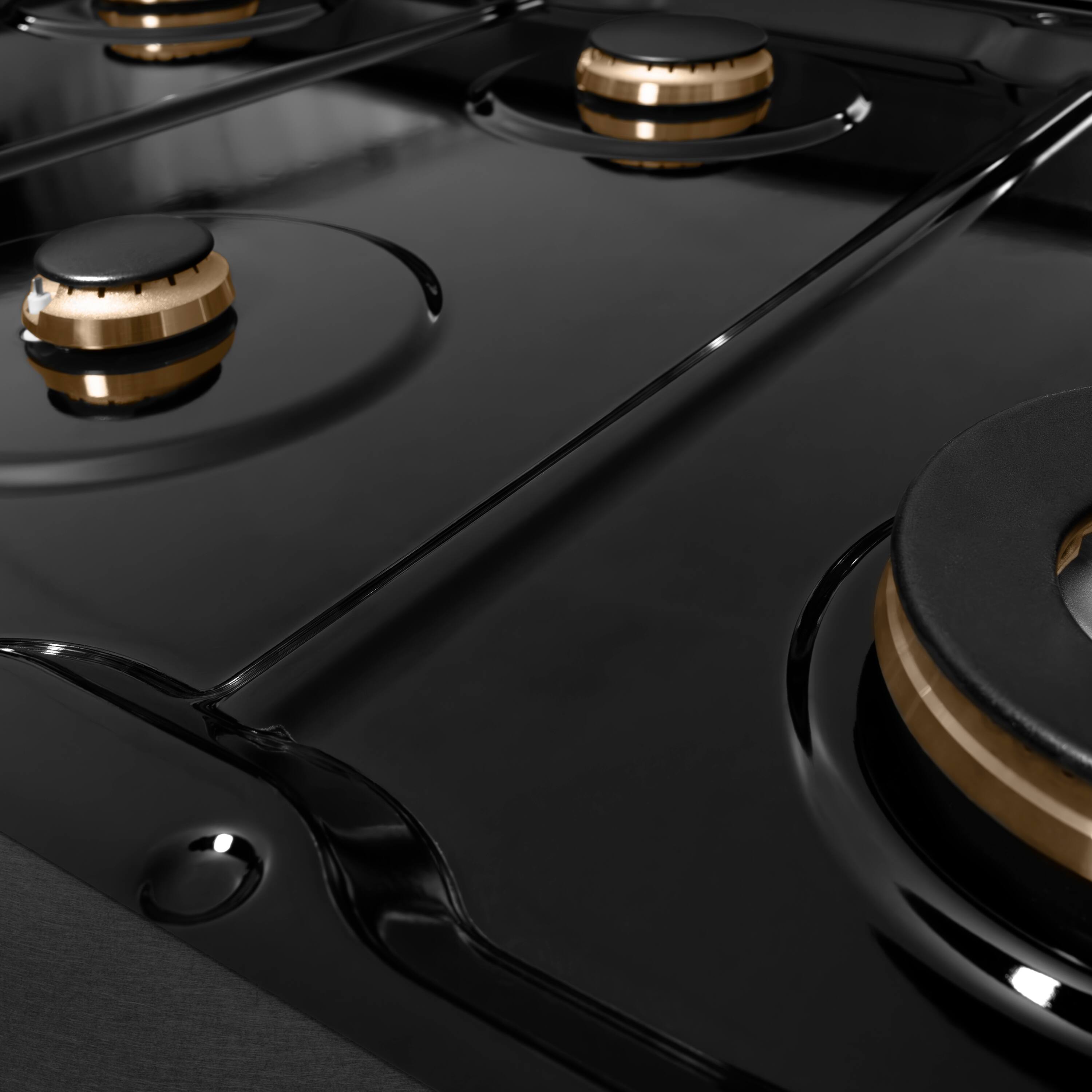 Alt View 2. ZLINE - ZLINE 48 in. Paramount Gas Rangetop with 8 Brass Burners and Porcelain Cooktop in Black Satin Steel (SRTBS-BR-48) - Black Satin Stainless Steel.