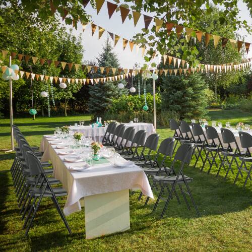 Alt View 5. Winado - 4PCS Portable Folding Chairs, Heavy Duty Chairs, Plastic Seat with Steel Frame for Indoor Outdoor Dining Party Wedding - Black.