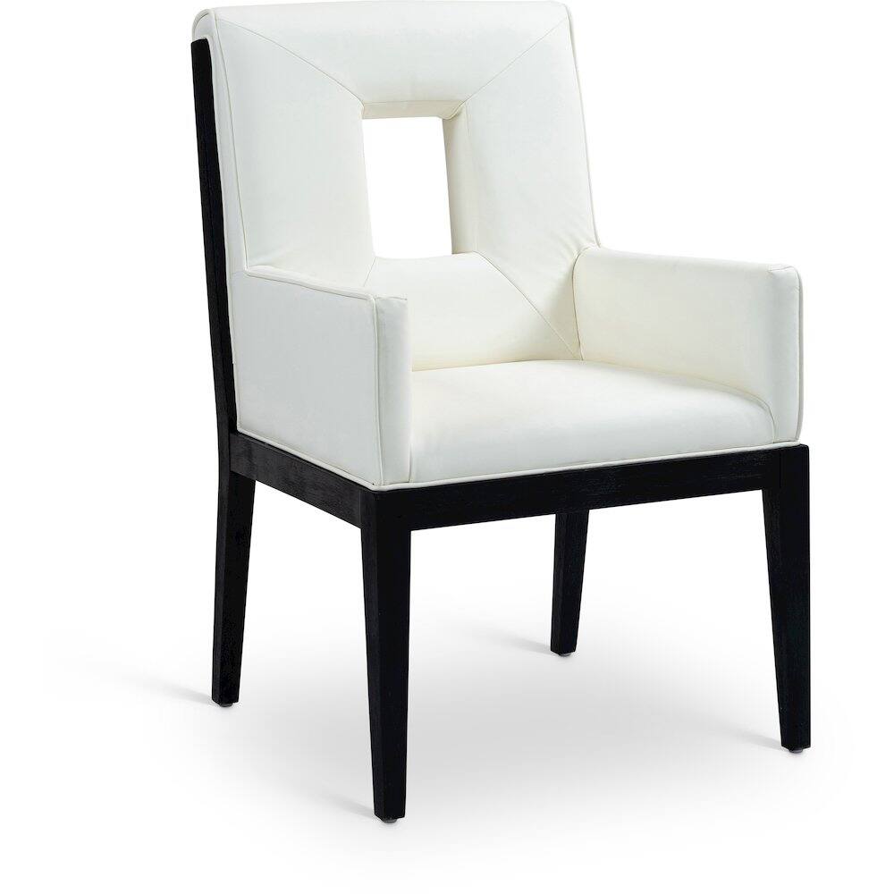 Meridian Furniture - Gwendolyn Cream Vegan Leather Dining Arm Chair - Beige