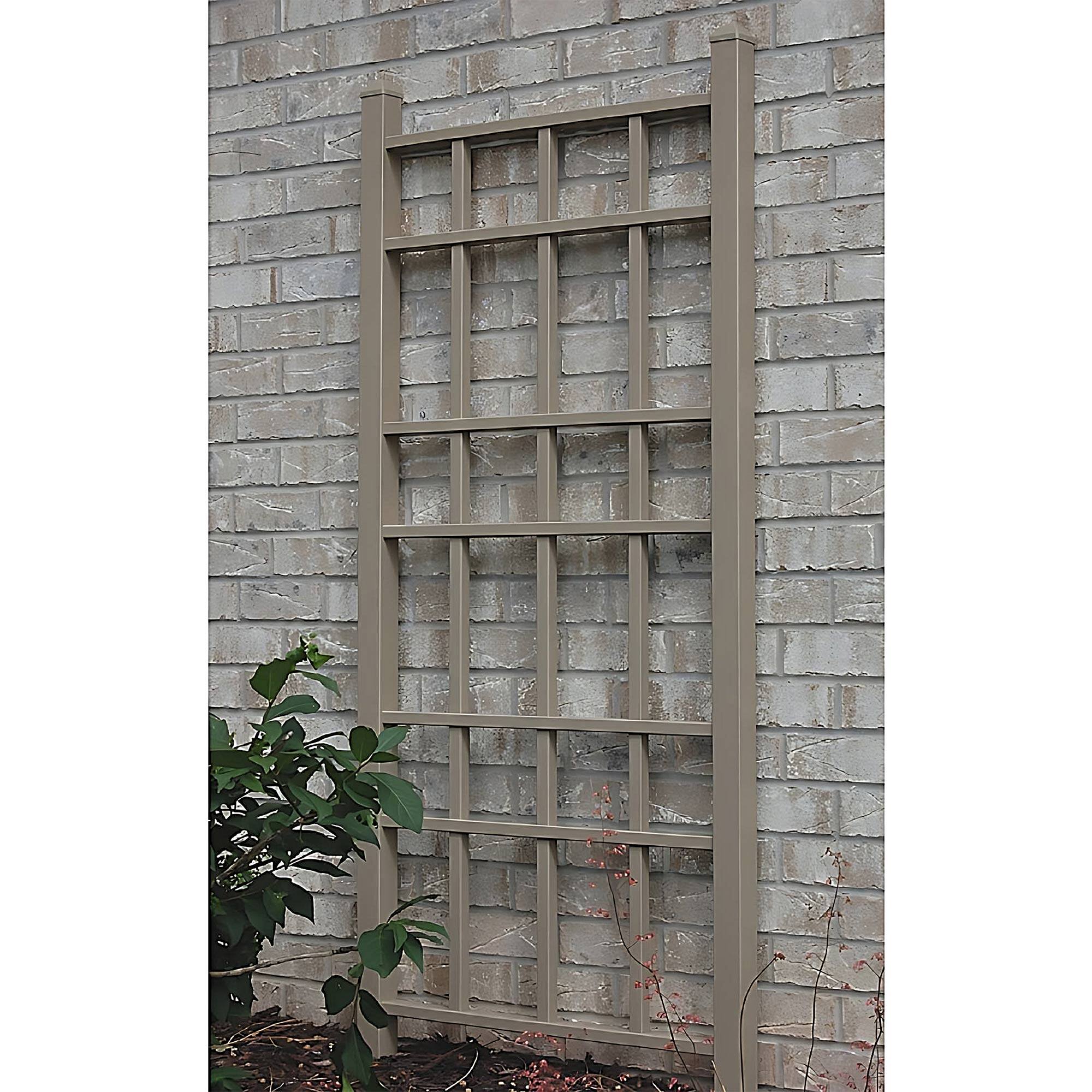 Alt View 4. Dura-Trel - Dura-Trel Cottage 28x66 Inch PVC Vinyl Outdoor Patio Trellis with Anchors, Mocha - Mocha.