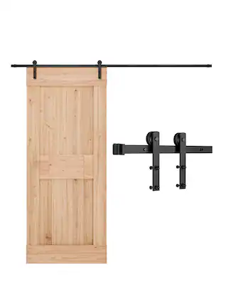 Front. VEVOR - 10FT Sliding Barn Door Hardware Kit, 330 LBS Weight Capacity,Compatible with 60 Inches Max Width & 1-3/8 to 1-3/4 Inches - Black.