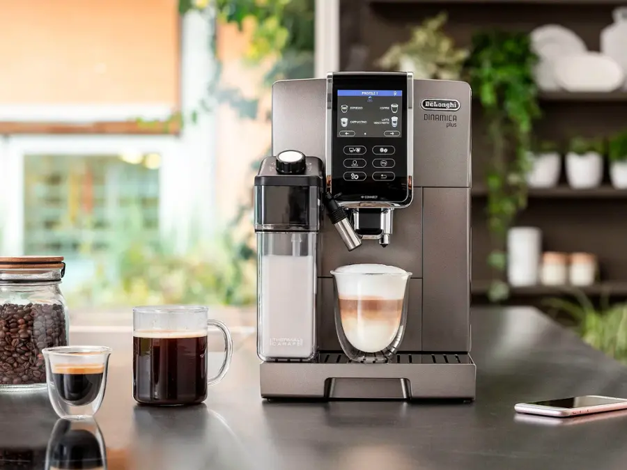 Alt View 15. De'Longhi - Dinamica Plus Connected Fully Automatic Espresso Machine with Built-in Grinder - Titanium.