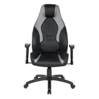 OSP Home Furnishings - Commander Gaming Chair in Black Faux Leather and Grey Accents - Gray - Front_Zoom