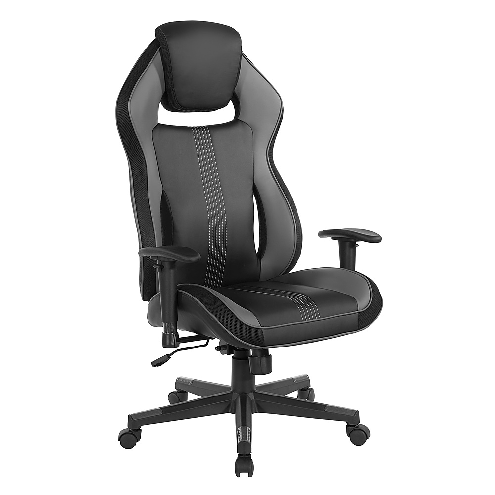 Angle View: OSP Home Furnishings - BOA II Gaming Chair in Bonded Leather with Accents - Black and Gray