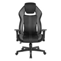 OSP Home Furnishings - BOA II Gaming Chair in Bonded Leather with Accents - Black and Gray - Front_Zoom