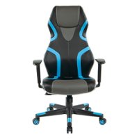 OSP Home Furnishings - Rogue Gaming Chair in Black Faux Leather with  Trim and Accents with Controllable RGB LED Light piping - Black / Blue - Front_Zoom