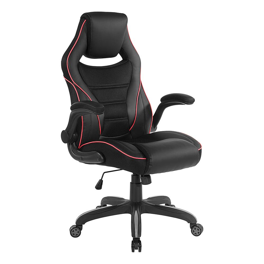 Angle. OSP Home Furnishings - Xeno Gaming Chair in Red Faux Leather - Red.