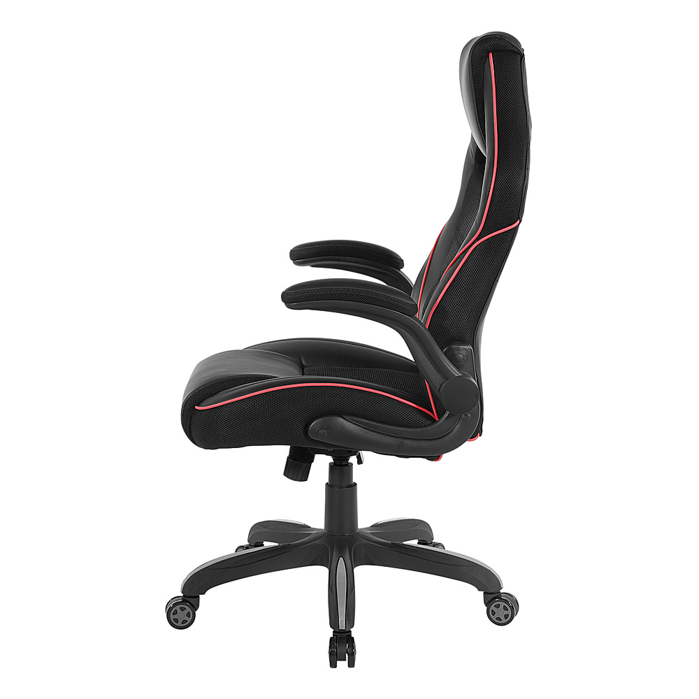 Left View: OSP Home Furnishings - Xeno Gaming Chair in Faux Leather - Red