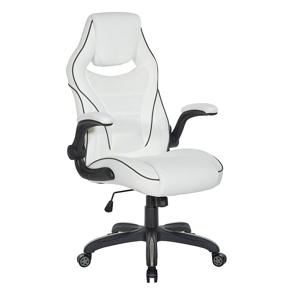 Angle. OSP Home Furnishings - Xeno Gaming Chair in White Faux Leather - White.