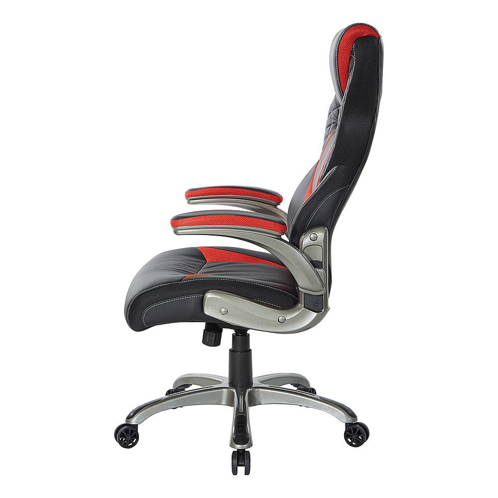 Left View: OSP Home Furnishings - Oversite Gaming Chair in Faux Leather - Red