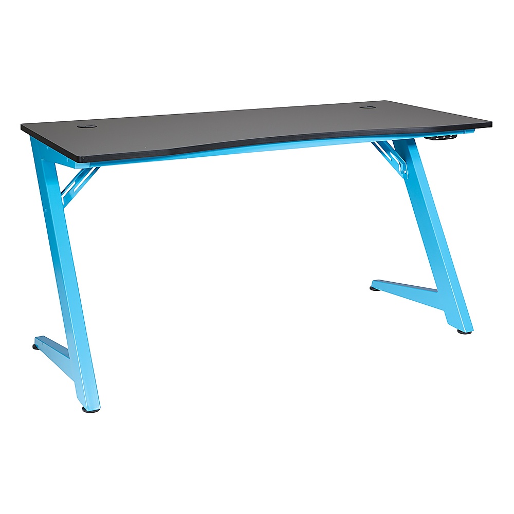 Angle View: OSP Home Furnishings - Beta Battlestation Gaming Desk with Black Carbon Top and Matte Blue Legs - Black and Blue