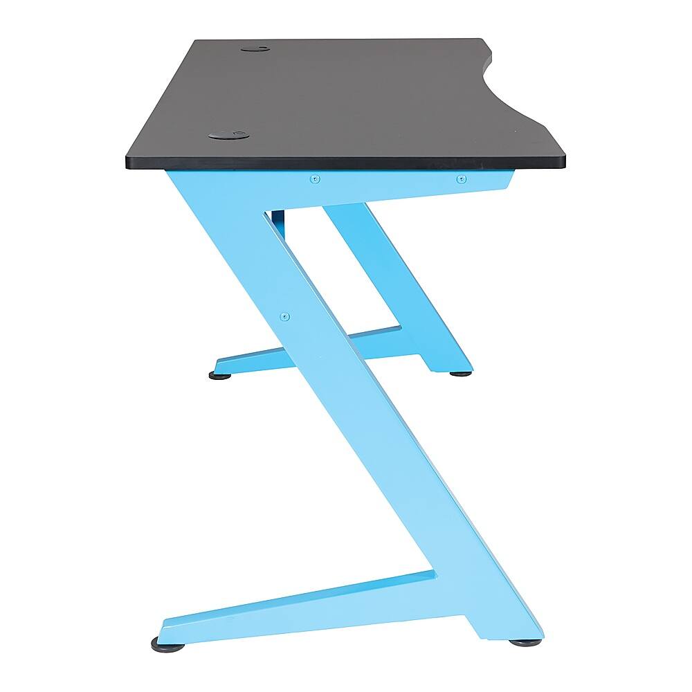 Left. OSP Home Furnishings - Beta Battlestation Gaming Desk with Black Carbon Top and Matte Blue Legs - Black and Blue.