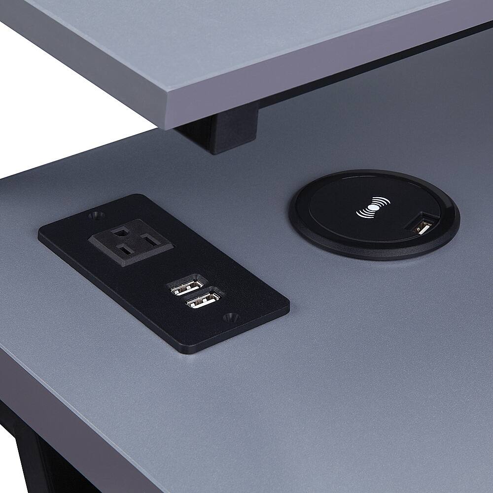 Alt View 13. OSP Home Furnishings - Checkpoint Battlestation L shaped Gaming Desk with RGB LED Lights - Black.