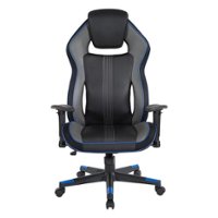 OSP Home Furnishings - BOA II Gaming Chair in Bonded Leather with Accents - Black and Blue - Front_Zoom