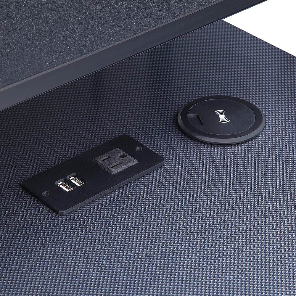 Alt View 14. OSP Home Furnishings - Checkpoint Ghost Battlestation Gaming Desk with RGB LED Lights - Black / Carbon.