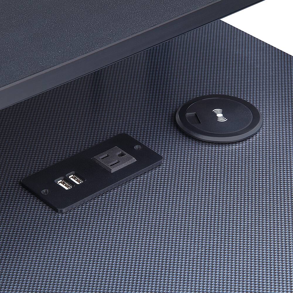 Alt View 14. OSP Home Furnishings - Checkpoint Ghost Battlestation Gaming Desk with RGB LED Lights - Black / Carbon.