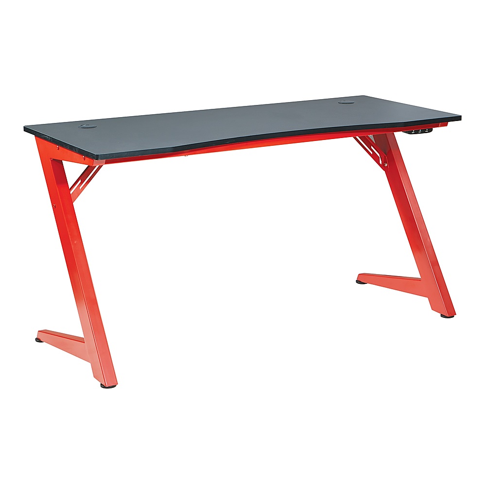 Angle View: OSP Home Furnishings - Beta Battlestation Gaming Desk with Black Carbon Top and Matt Red Legs - Black and Red